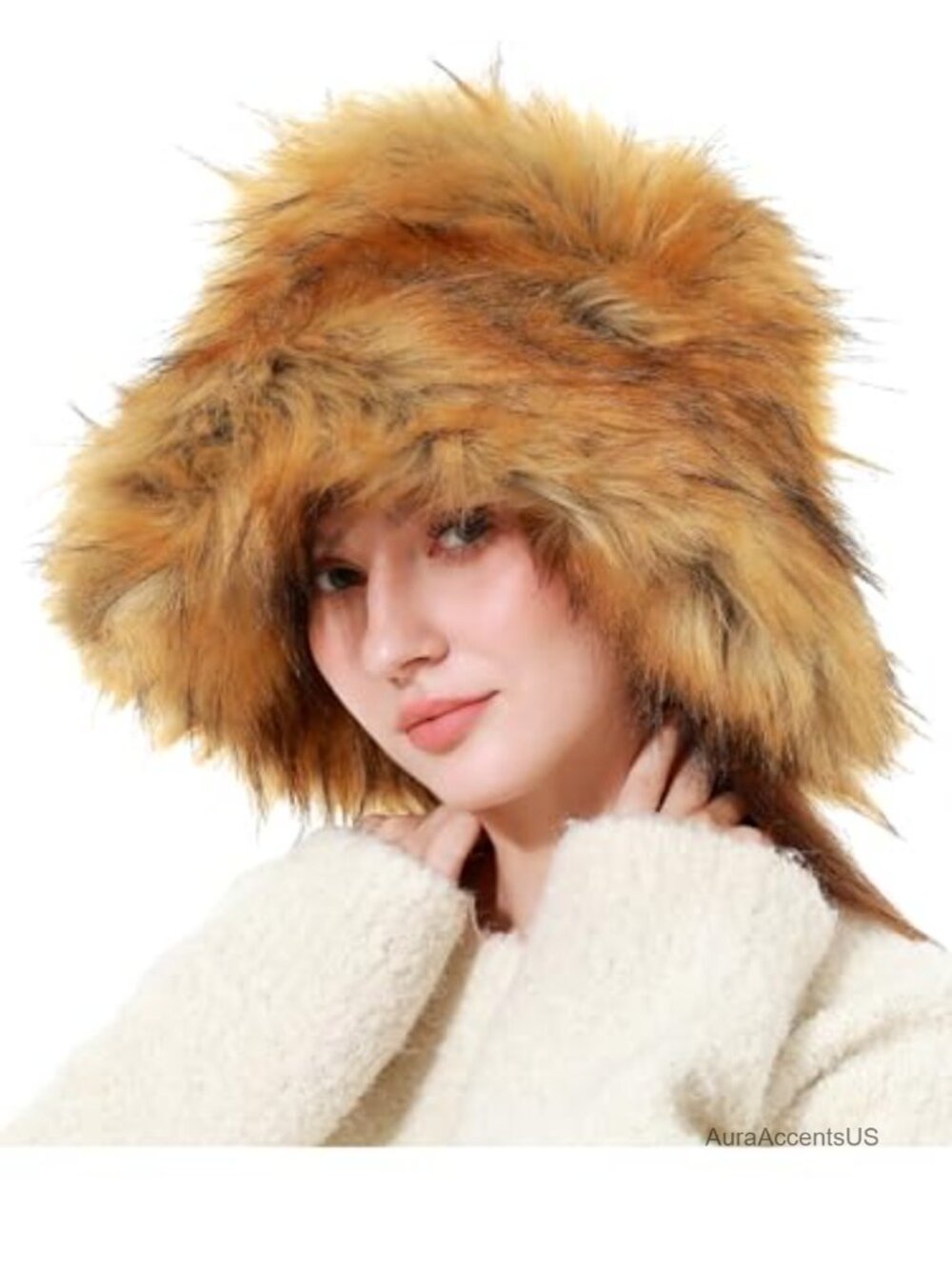 Faux Fur Bucket Hat Fuzzy Fluffy Warm Winter Fisherman Cap